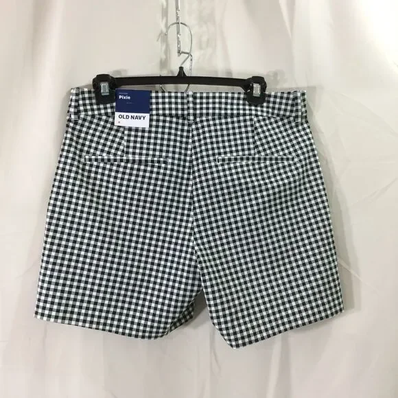 NEW Old Navy High-Rise Pixie Shorts Black White Gingham Size 8 NWT - Picture 2 of 3